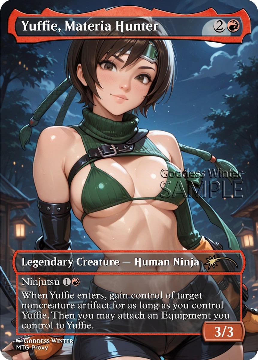 MTG FF - Yuffie, Materia Hunter - Fanart Borderless Style - EDH / Playtest | eBay MTG FF - Yuffie, Materia Hunter - Fanart Borderless Style - EDH / Playtest | eBay