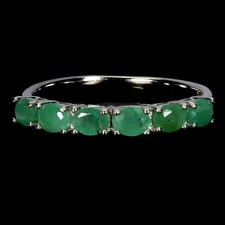 925 Sterling Silver Ring Oval Emerald 4x3mm Natural Gemstone Jewelry Size 9.5
