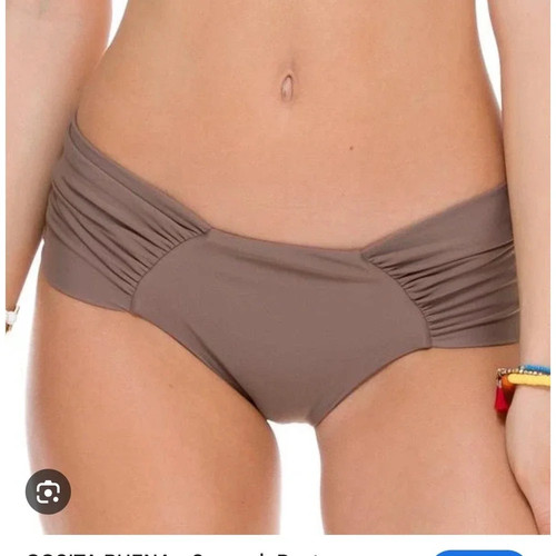 NWT Luli Fama Cosita Buena Sandy Toes Ruched Back Scrunch Side Bikini Bottom L