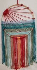 WALL HANGING, MACRAME, SUNSET 2 , BOHO Handmade, Cotton, Wood, RD Mult 12"Dx24"