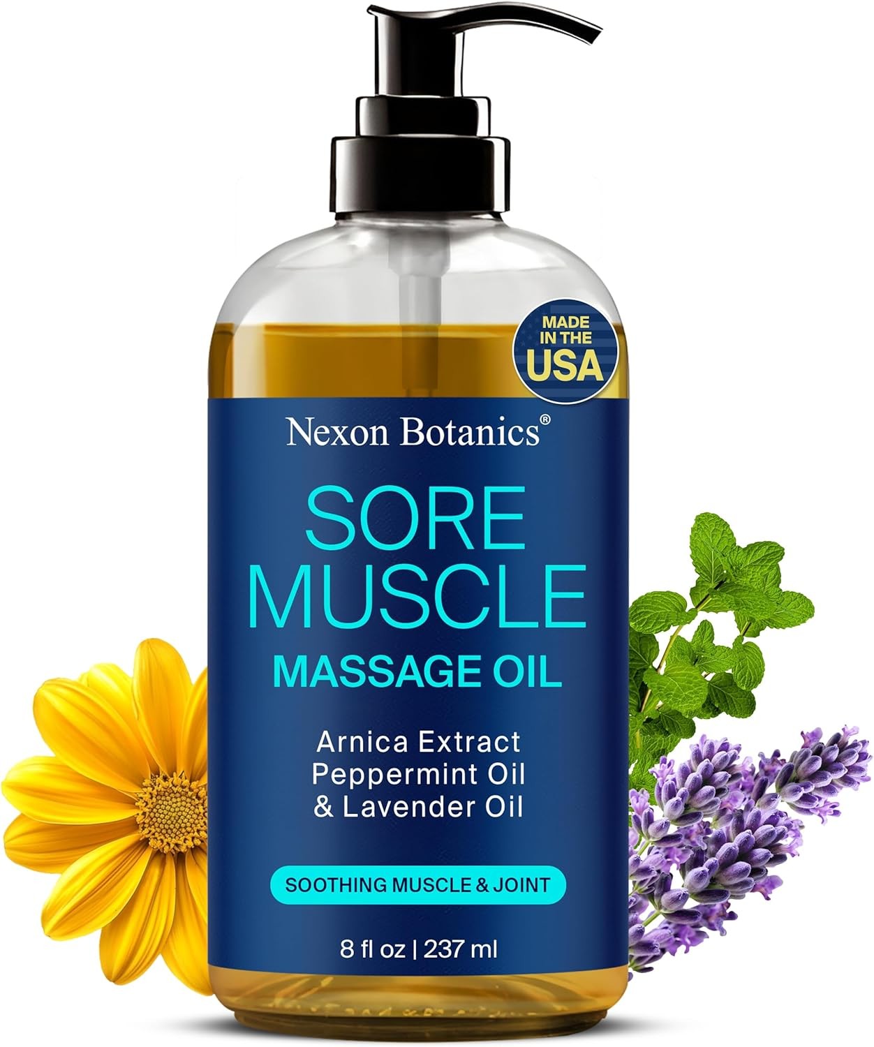 Sore Muscle Massage Oil for Massage Therapy 8 fl oz - Refreshing and Relaxing -