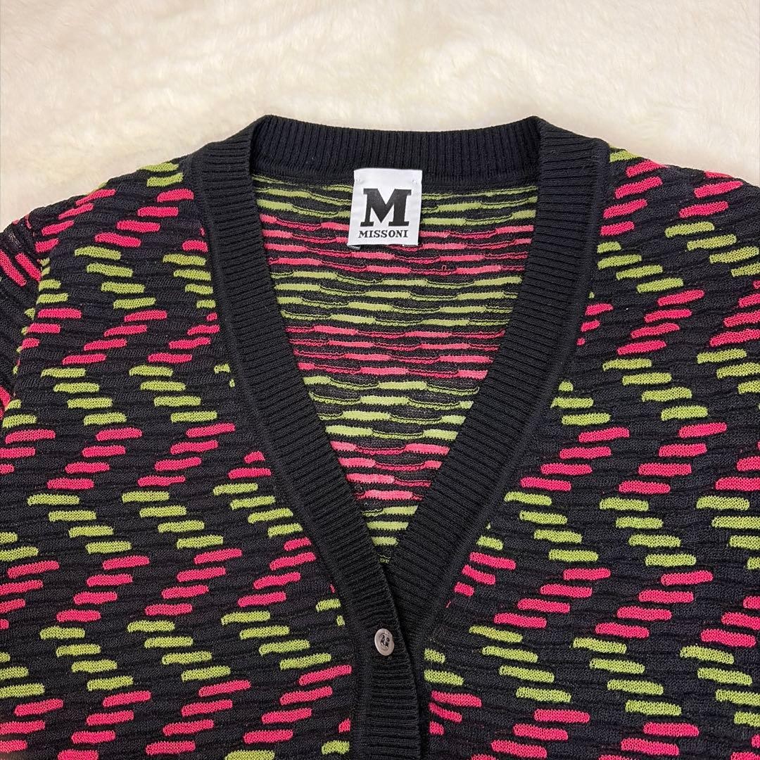 MISSONI Zigzag Pattern Short Cotton Cardigan M 40… - image 1