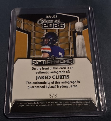2025 LEAF OPTICHROME FOOTBALL JARED CURTIS CLASS OF 2026 AUTOGRAPH /6 - Picture 2 of 2