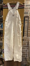 Vintage Carhartt White Painter Overalls 1990 s Paint Splatters Sz Small