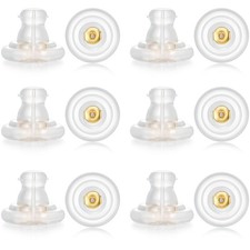 12pcs Big Silicone Earring Backs Replacements, 18K Gold Plated gold