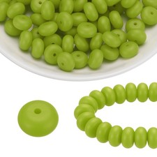 110Pcs Silicone Beads 14mm Lentil Rubber Focal Beads Bulk, Celadon