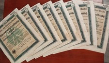 Germany 1922 Set of 8 Bonds Berlin Anleihe Deutschen Reichs 50000 Mark Bond Loan