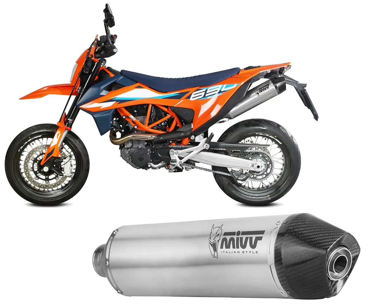 Mivv Muffler slip-on exhaust STR1 Inox for KTM 690 SMC R 2021 > 2024