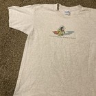Vintage 90s Curious George Space Monkey Gray Gildan T Shirt 2 Sided USA Cartoon