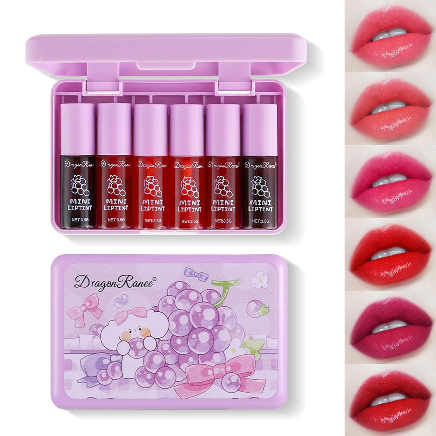 6 Colors Lip Tint Stain Korean Lip Gloss, Matte Velvet Lip Tint Natural Plumping