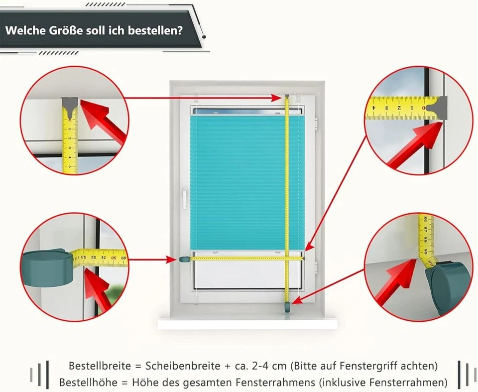 Plissee Klemmfix ohne bohren Fenster Tür Verdunkelung - Bild 4 von 4