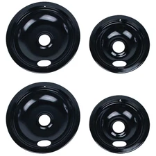 Black Electric Range Drip Pan Set - 6-Inch & 8-Inch Replacement Parts