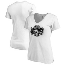 Women's White Washington Mystics Marble V-Neck T-Shirt