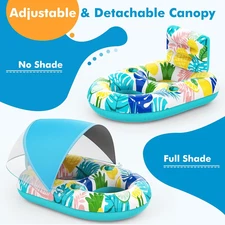 Inflatable Pool Floats Adult with Canopy, XL Pool Chair Lounge Float Raft Hea...