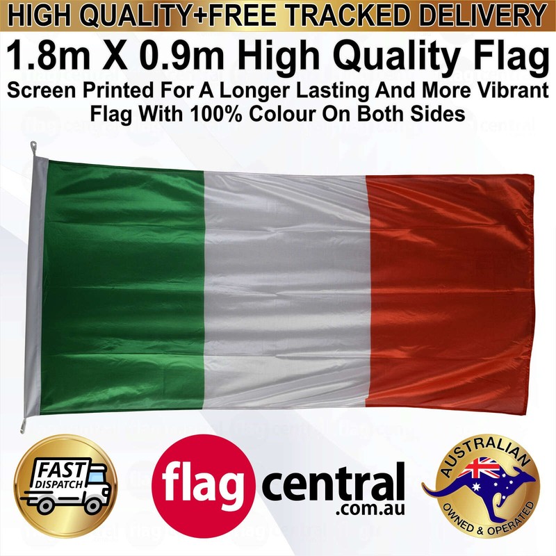 A - Italian National Flag - Green, White, and Red 1.8m x 0.9m - 3