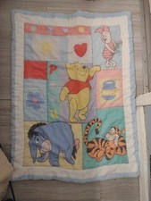 Vintage Winnie The Pooh and Friends Quilt Crib Comforter with Fitted Sheet Set