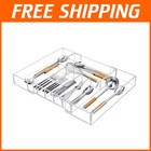 Expandable Clear Acrylic Drawer Organizer with 9 Compartments for Utensils