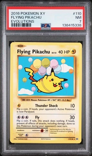 2016 POKEMON XY EVOLUTIONS #110 FLYING PIKACHU PSA 7