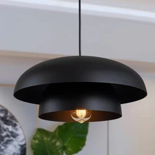 15.7" Black Modern Pendant Light Fixtures, Kitchen Lighting Fixtures Ceiling ...