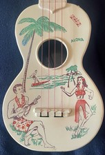 Vintage Hawaii CARNIVAL UKULELE Hawaiian Hula surfer Graphics Rare