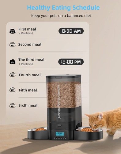 HoneyGuaridan 5L Alimentatore Automatico per Gatti per Due Gatti, Dispenser di Cibo per Gatti con S... - Foto 3 di 7