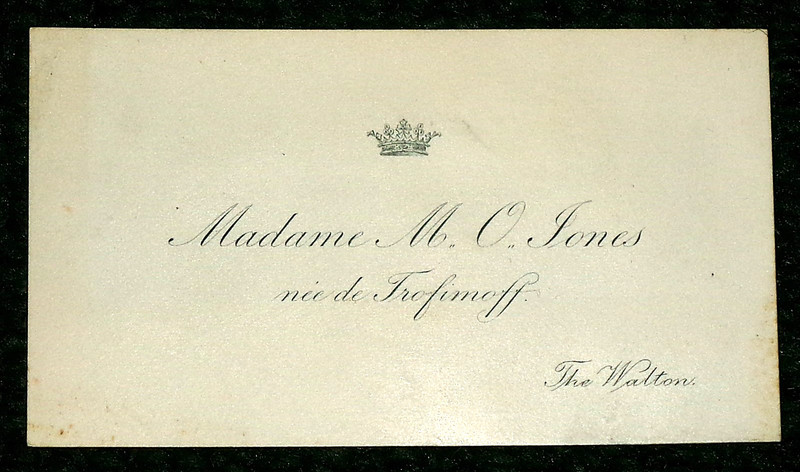 Madame M. O. Jones nee de Trofimoff Russian Princess Calling Card 1880s RARE