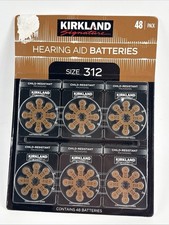 Kirkland Signature Hearing Aid Batteries 48 Pack Zinc Air, Size 312 Brown