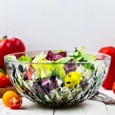 Glass Diamond Design Bowl - Decorative Centerpiece for Kitchen & Home Decor, ...
