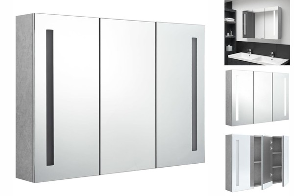 Led Bad Spiegelschrank Betongrau 89X14X62 Cm Badezimmer Led-Beleuchtung Spiegel-image