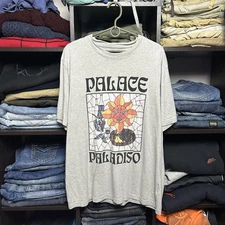 Designer Palace Big Graphic Logo Grey Y2K Streetwear Tee Size L