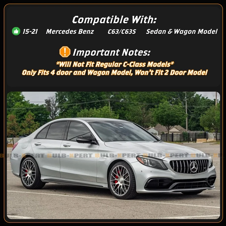 Para Mercedes Benz W205 C63 AMG S 2015-21 fibra de carbono estilo BRB parachoques delantero labio Foto 3 de 4