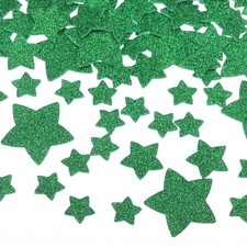 228Pcs Glitter Foam Stickers 3 Size Self-Adhesive Star Shape Sticker Green