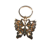 Butterfly Gold Tone Rhinestone Keychain Bright Shiny