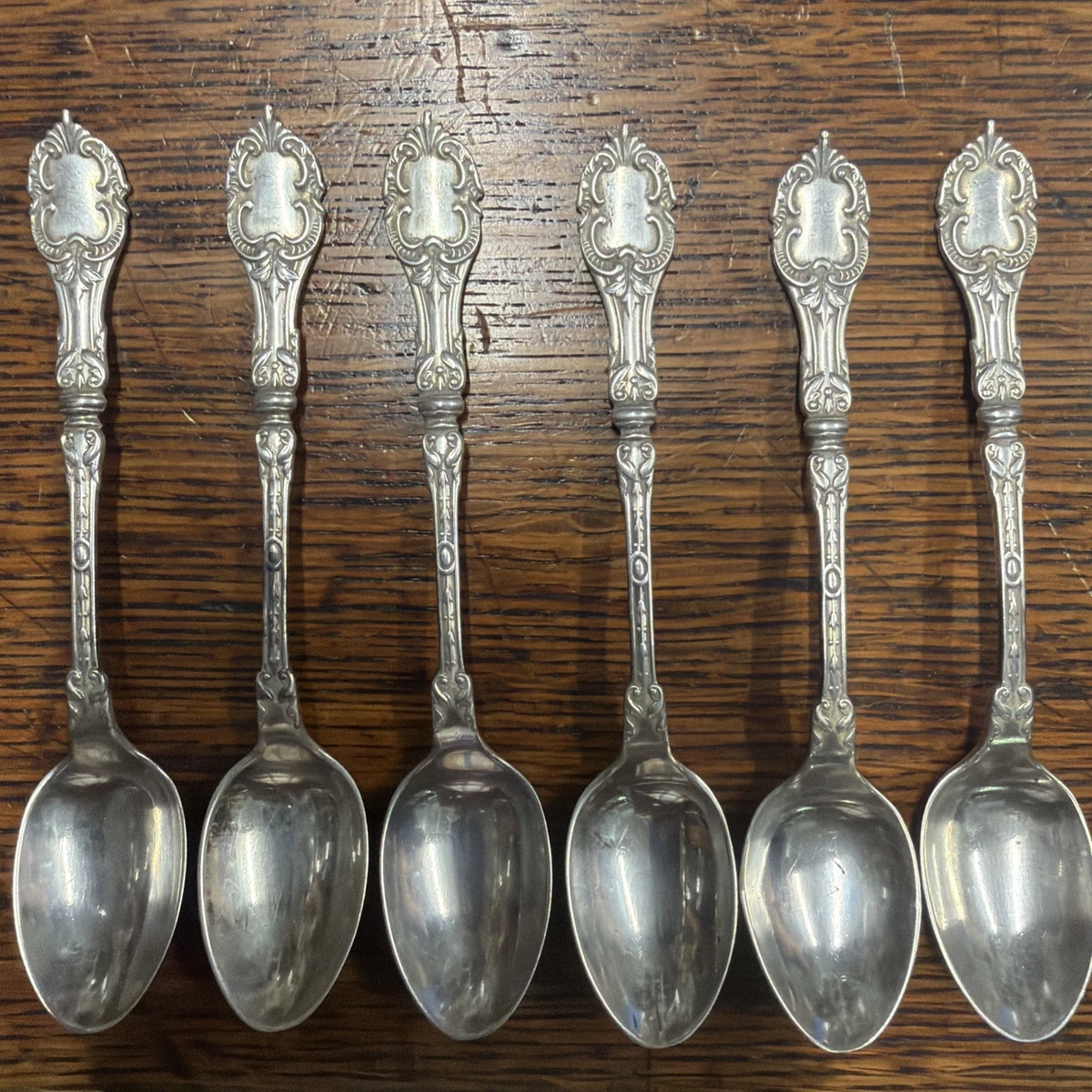 6 X Sterling Silver Fancy Demitasse Spoons, Sheffield 1901, J Round & Sons 84.7g
