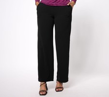 Dennis Basso Women's Pants Sz S Regular Luxe Crepe Wide Leg Black A619593