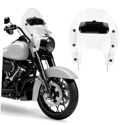 Thick Windshield w/Vented & Bracket Kit for Harley Road Clear w/Chrome Bracket