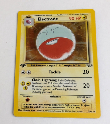 1999 electrode pokemon card value POKEMON CARD 1999 ELECTRODE 2/64 HOLO JUNGLE