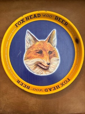 Vintage 1950s Fox Head  400  Beer 13-Inch Tray - Waukesha, Wis.