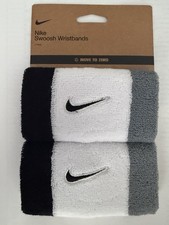 Nike Tennis Swoosh Doublewide Wristbands Black White Grey