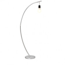 Image of Grey Arch Floor Lamp Chrome Base Modern Curved Light Shade Not Included