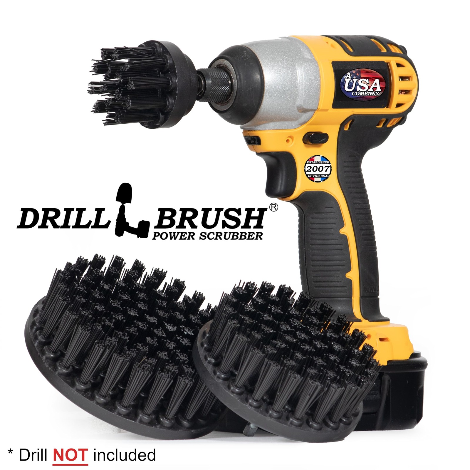 Ultra Stiff Drill Powered Cleaning Brush Set - Heavy Duty Industrial Strippin...