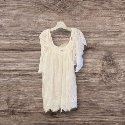 TOBI Women's Juniors Lace Sleeve Shift Dress White Size Medium Cold  Shoulder | eBay