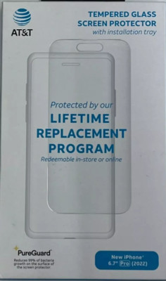 AT&T PureGuard Tempered Glass Screen Protector For iPhone 14 Pro Max
