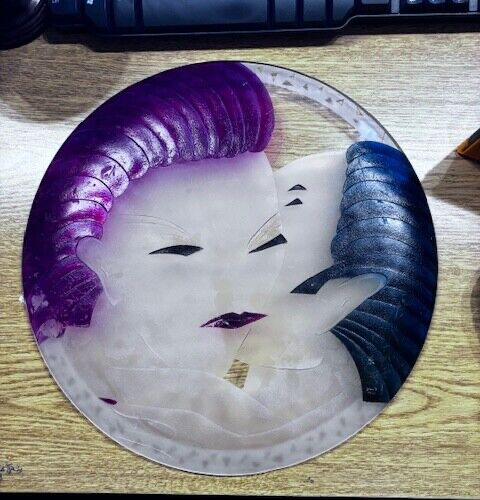 Etched One of a Kind Contemporary Art Glass Signed Plate