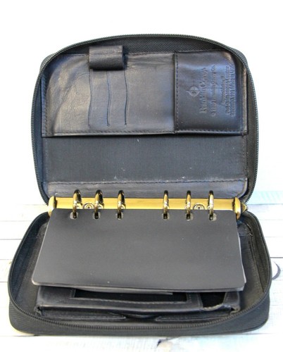 5.25"x7.25" Franklin Covey BLACK LEATHER PERSONAL PLANNER ORGANIZER BINDER 6 Rng - 第 9/10 張圖片