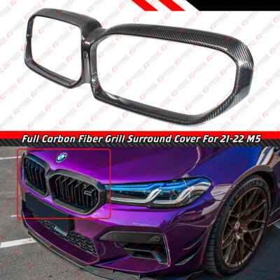 FOR 21-23 BMW F90 M5 G30 530i LCI CARBON FIBER GRILLE GARNISH INSERT TRIM COVER