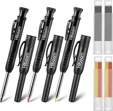 3 Pack Carpenter Pencils Set: Mechanical Pencils with 24 Refills, Built-in Sharp