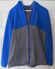 Youth Boys Under Armour Loose Storm Cold Gear Hooded Sweatshirt YXL blue  gray