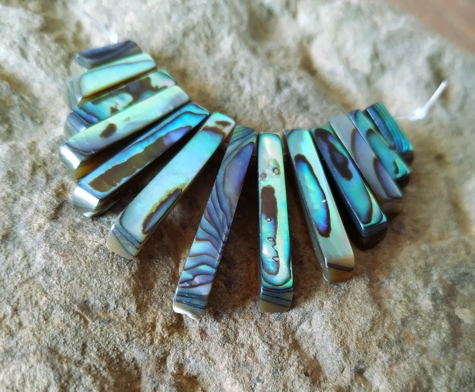 😏 Lot de perles d'ormeau (Paua / Nacre) taille échelonnée pour chaîne 😉 - Photo 2/2