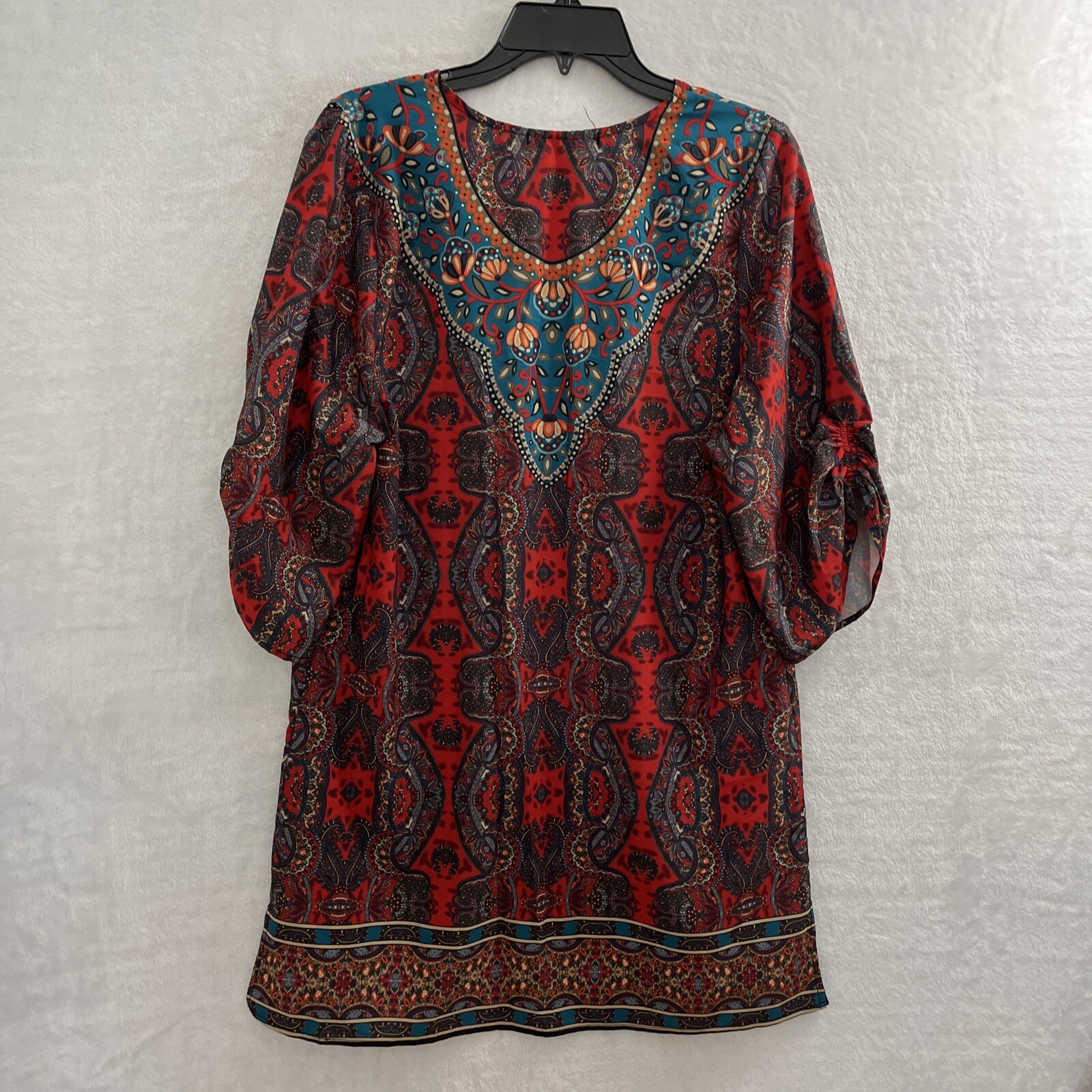 Urban Coco Dress Womans Small Geometric Multicolor 3/4 Sleeve Polyester Blend image 6